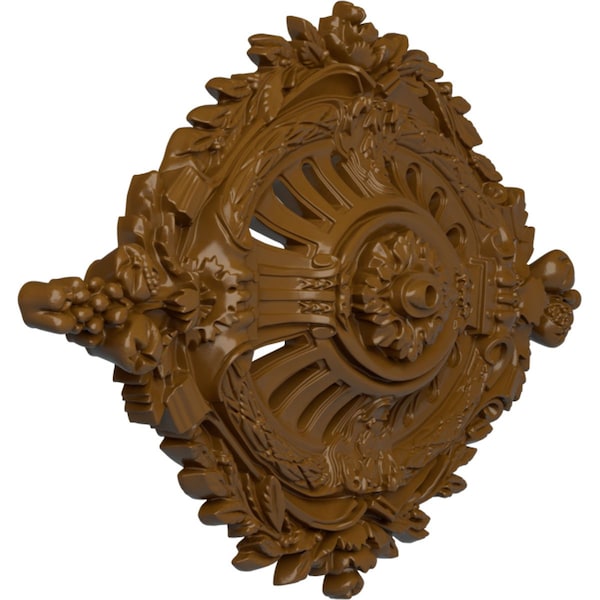 Antonio Ceiling Medallion, Hand-Painted Smokey Topaz, 35 7/8W X 22 1/2H X 4 3/8P